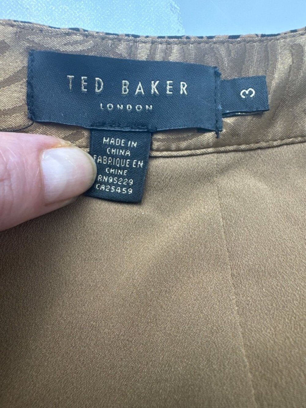 TED BAKER LONDON 'Adellyn' Animal Ruffled Mini Skirt Camel Brown Black sz 3/8-10 - Picture 9 of 13